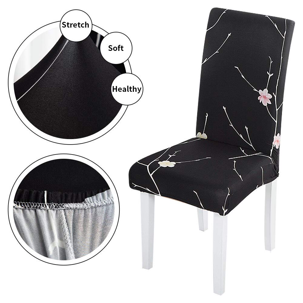 Printed Chair Cover-Branch Black Flower