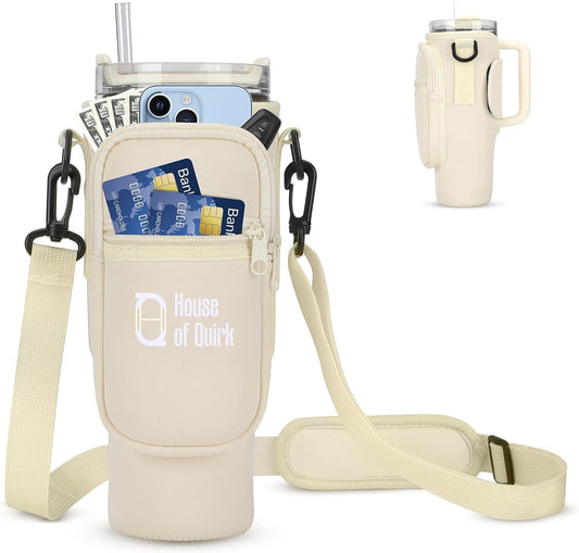 Water Bottle Carrier Bag with Phone Pocket with Adjustable Strap