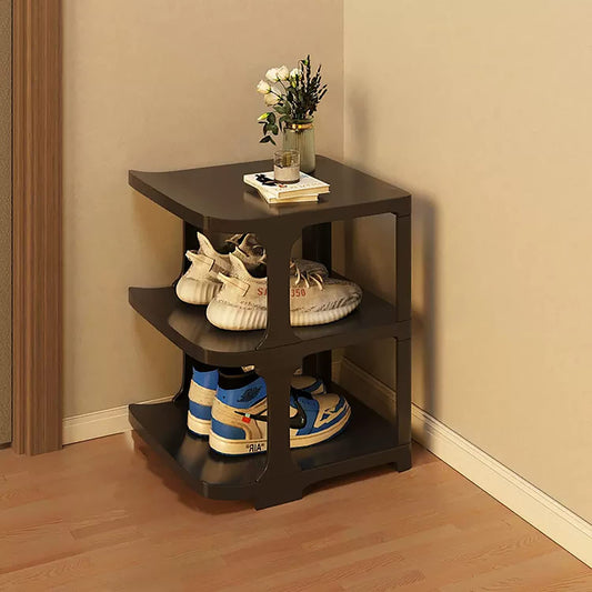 Plastic Narrow Shoe Tower, 4 Tier Shoe Rack - (Black)