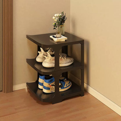 Plastic Narrow Shoe Tower, 3 Tier Shoe Rack, Multipurpose Shoe Rack - (Black)