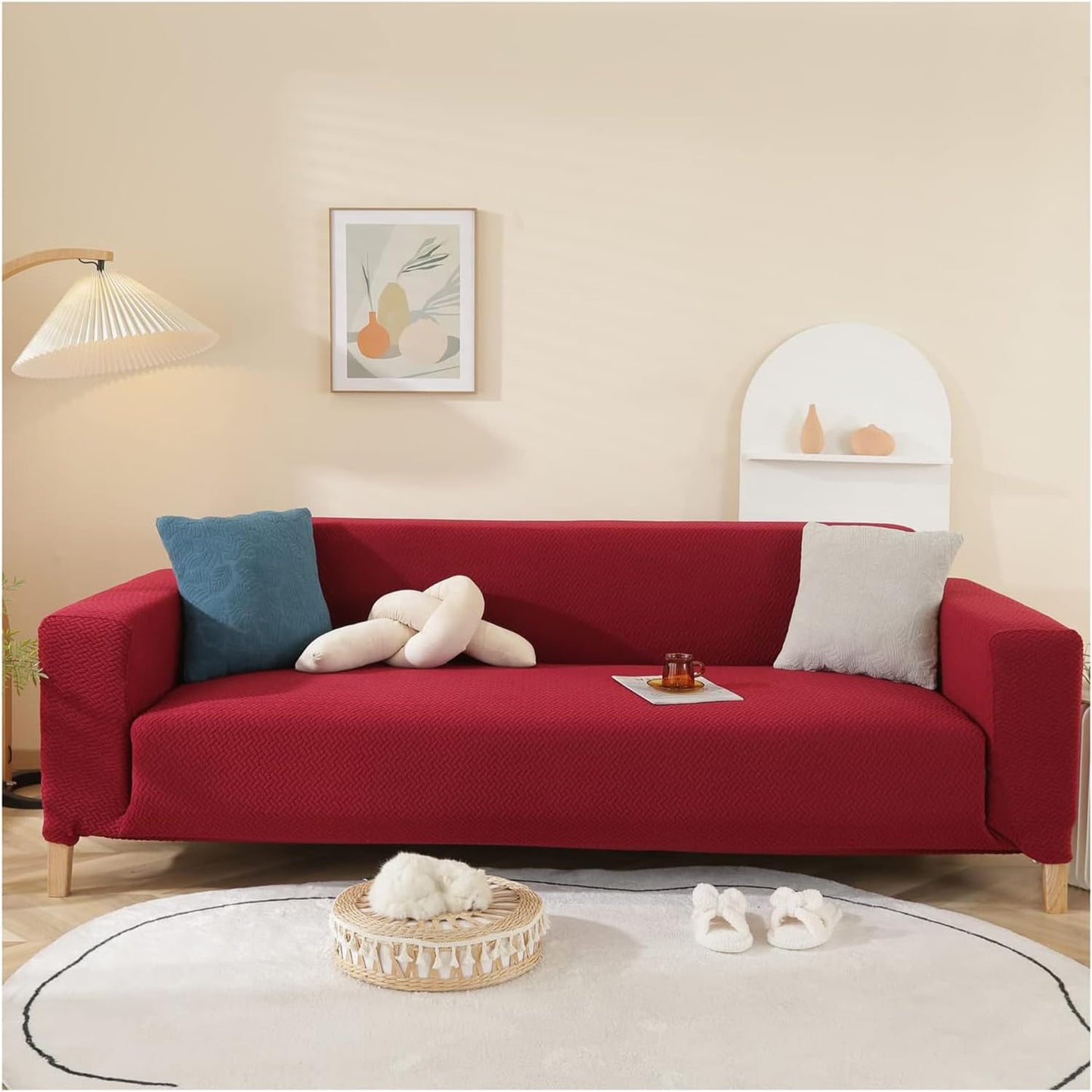 Universal Fleece Fabric Sofa Cover(Maroon)