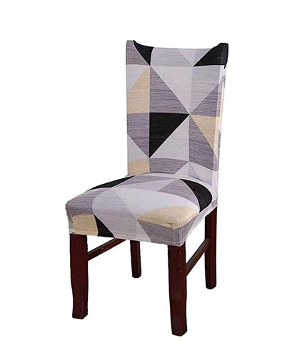 Printed Chair Cover - Beige Black Prism