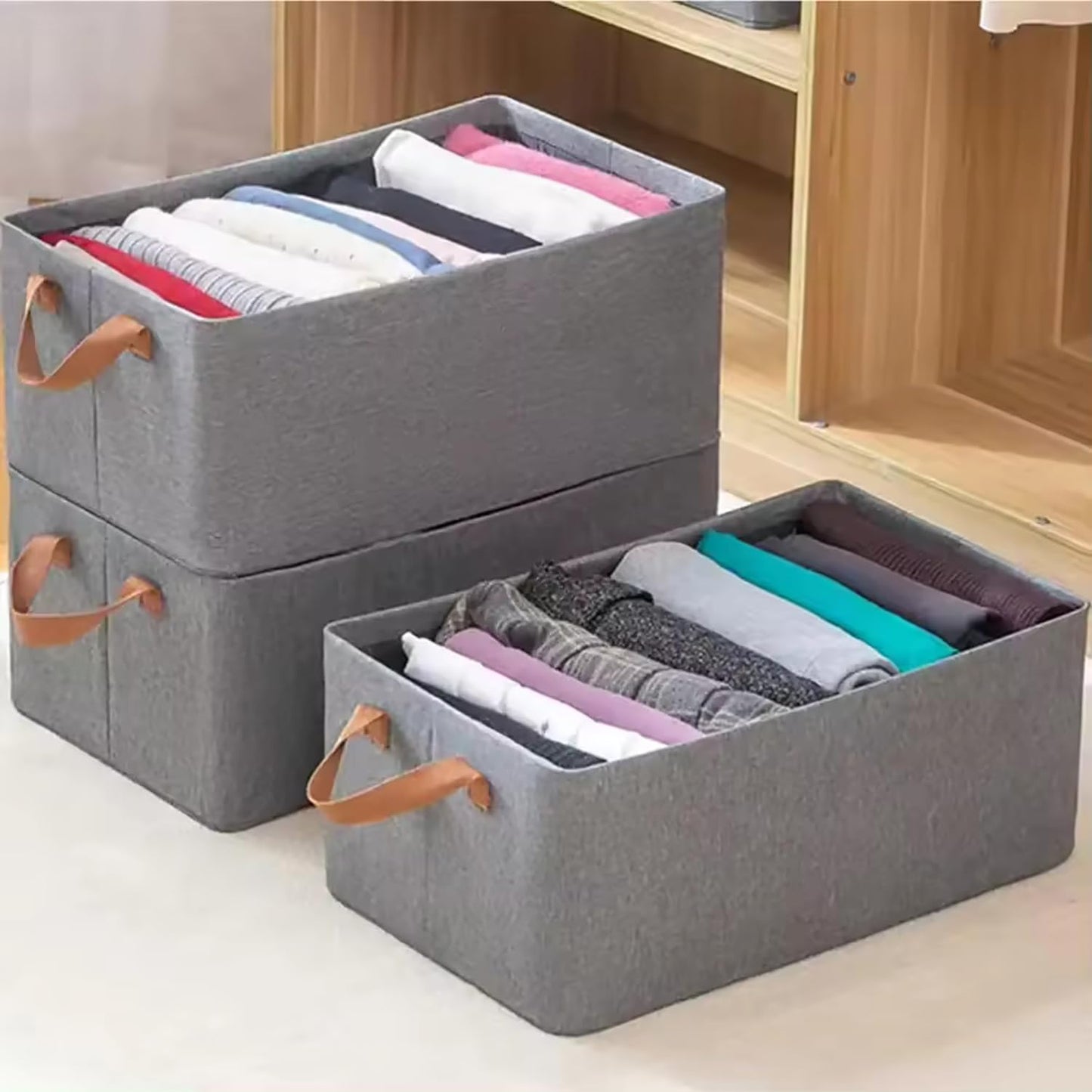 Open Storage Box Linen Closet Organizers Dark Grey