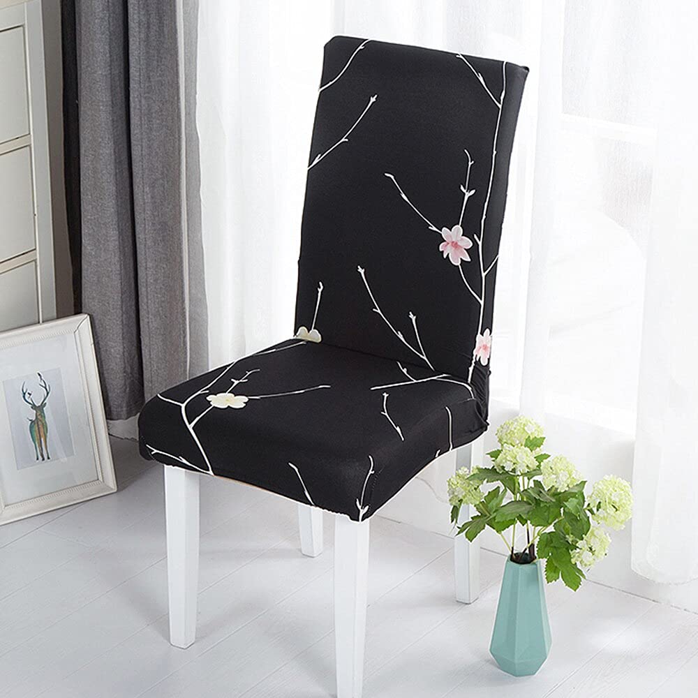 Printed Chair Cover-Branch Black Flower