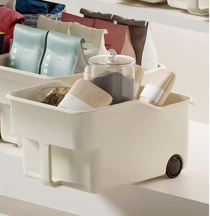 Storage Bins for Pantry Kitchen Cabinet Organizer With Wheel