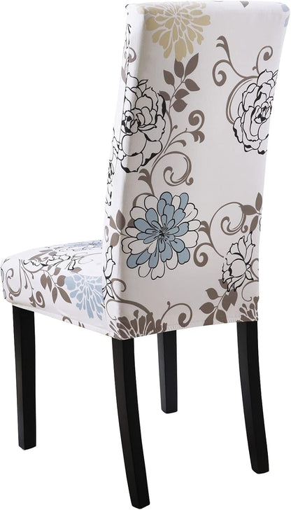 Elastic Chair Cover Stretch Removable Washable Slipcover (Cream British Flower)