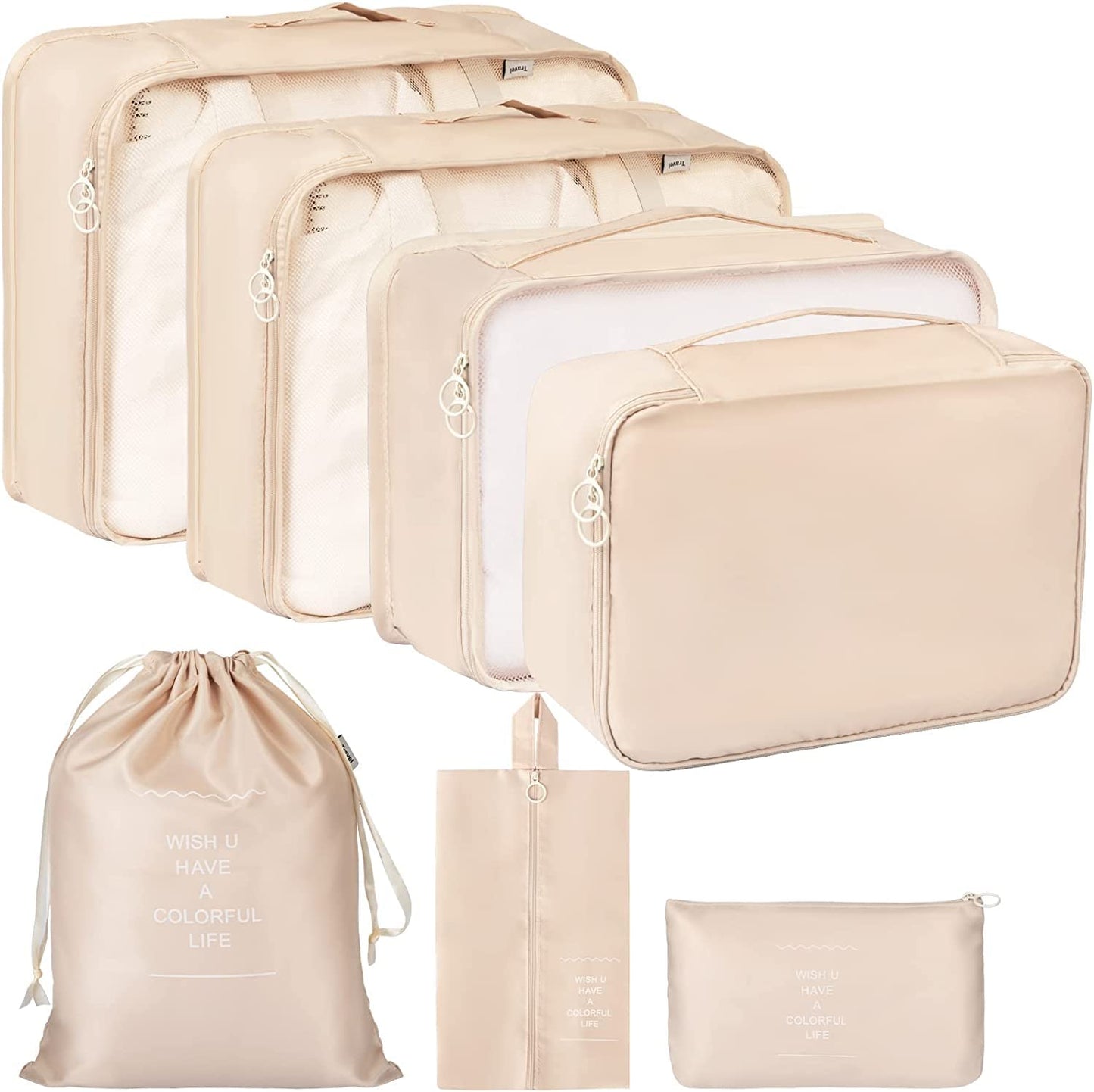 Packing Cubes With Pouch & Toiletry Bag (Set of 7)