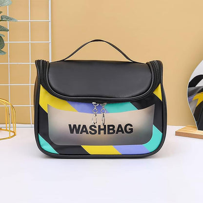 Travel Toiletry Bag for Women, Waterproof Cosmetic Wash Bag with Handy Handle - Black