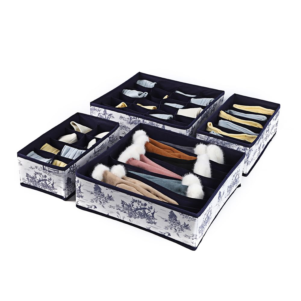 Set of 4 Foldable Storage Box Drawer Divider