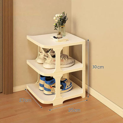 3 Layer Foldable Narrow Shoe Rack- White