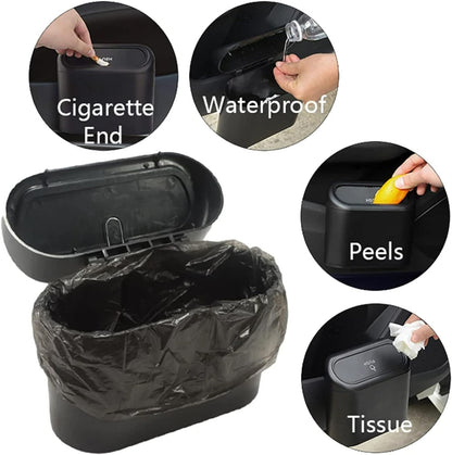 Car Trash Can Garbage Box Waste Bin Storage (Black)