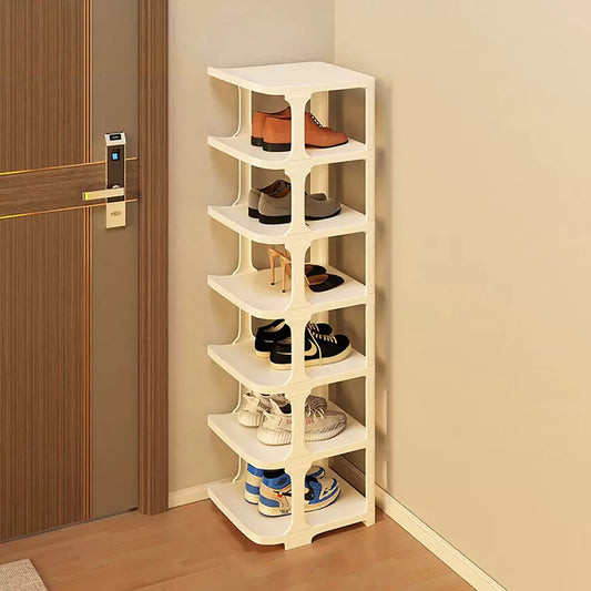 6 Layer Foldable Narrow Shoe Rack- White