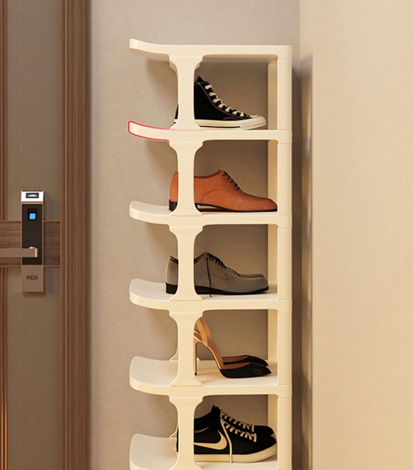 6 Layer Foldable Narrow Shoe Rack- Black