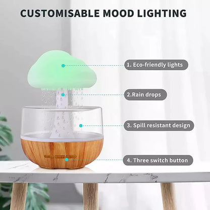 Rain Cloud Water Drops Sounds  Diffuser with Calming Colorful Night Lights