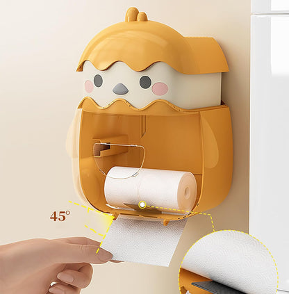 Cartoon Toilet Paper Holder Wall-Mounted Paper Box (Yellow)