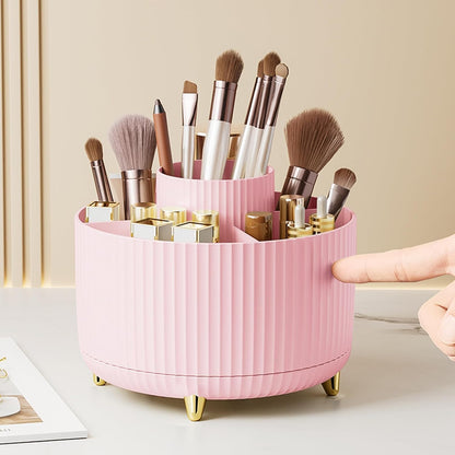 Makeup Brush Holder Organizer, 360° Rotating Makeup Brush Organizer,5 Slot - (Pink)