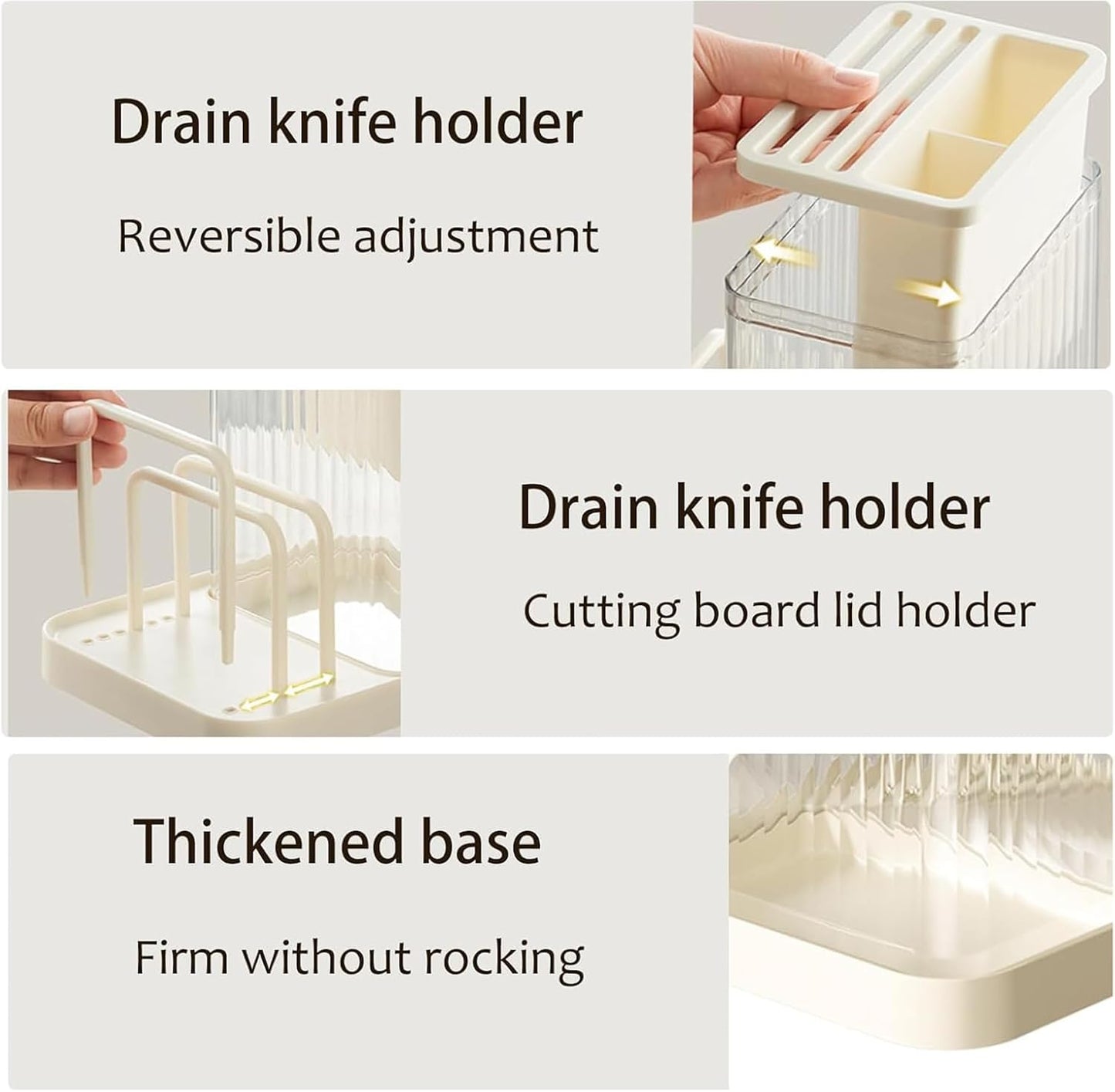 Plastic Universal Knife Holder Block (Cream)