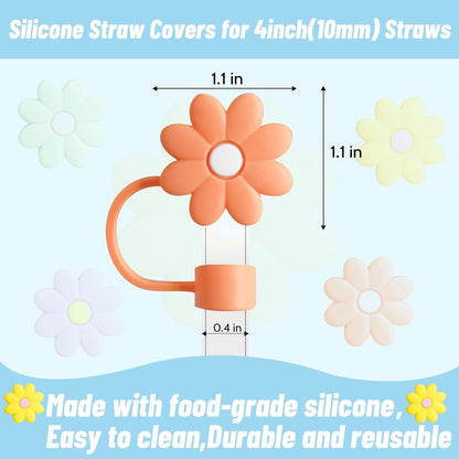 5PCS Silicone Straw Covers Cap Reusable Straws Tips Lids (Multicolor)