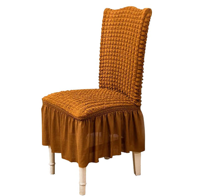 Turkish Bubble Frill Chair Cover Stretch Removable Washable Slipcover (Rust)