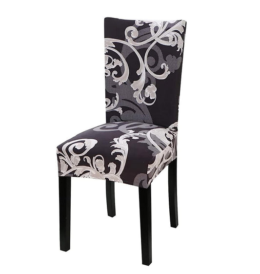 Printed Chair Cover(Grey Flower Pattern)