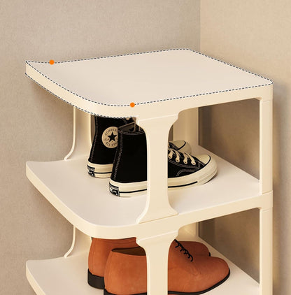 3 Layer Foldable Narrow Shoe Rack- White