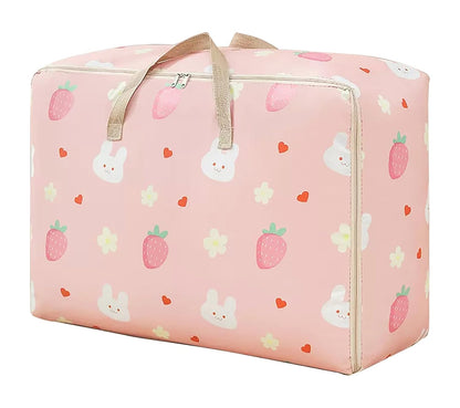 Large Oversized Handy Storage Bag Laundry Bags 105 Litre - Pink Strawberry Rabbit