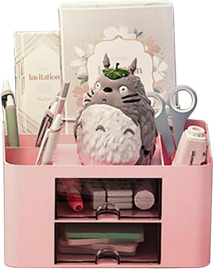 Small Desk Organizer With Drawer With 4 Compartments + 2 Drawer