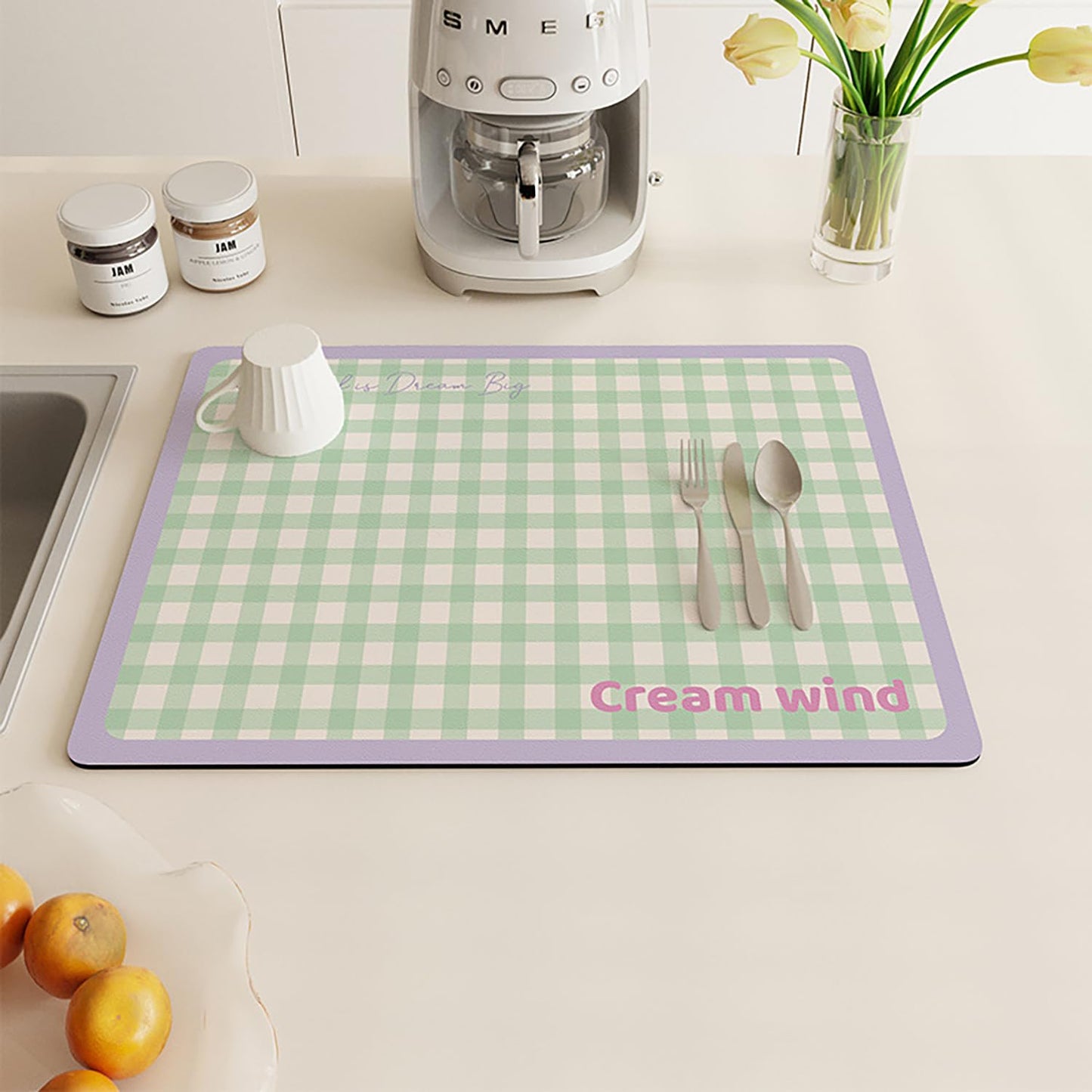 Dish Drying Mat for Kitchen Counter Cute Print 40 x 50 CM