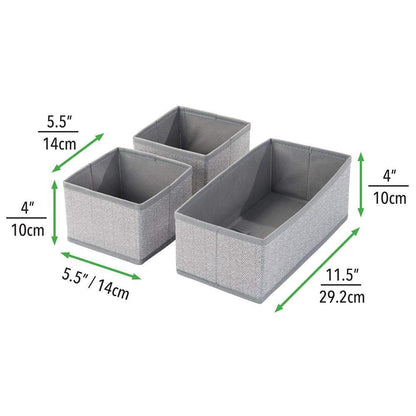 Storage Box Set of 3 Closet Dresser Drawer Organizer Cube Basket Bins (Grey Lantern)