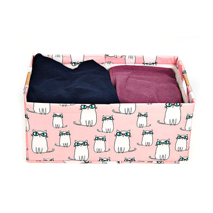 Store Wardrobe Organizer With Bamboo Handle (Pink Cat)