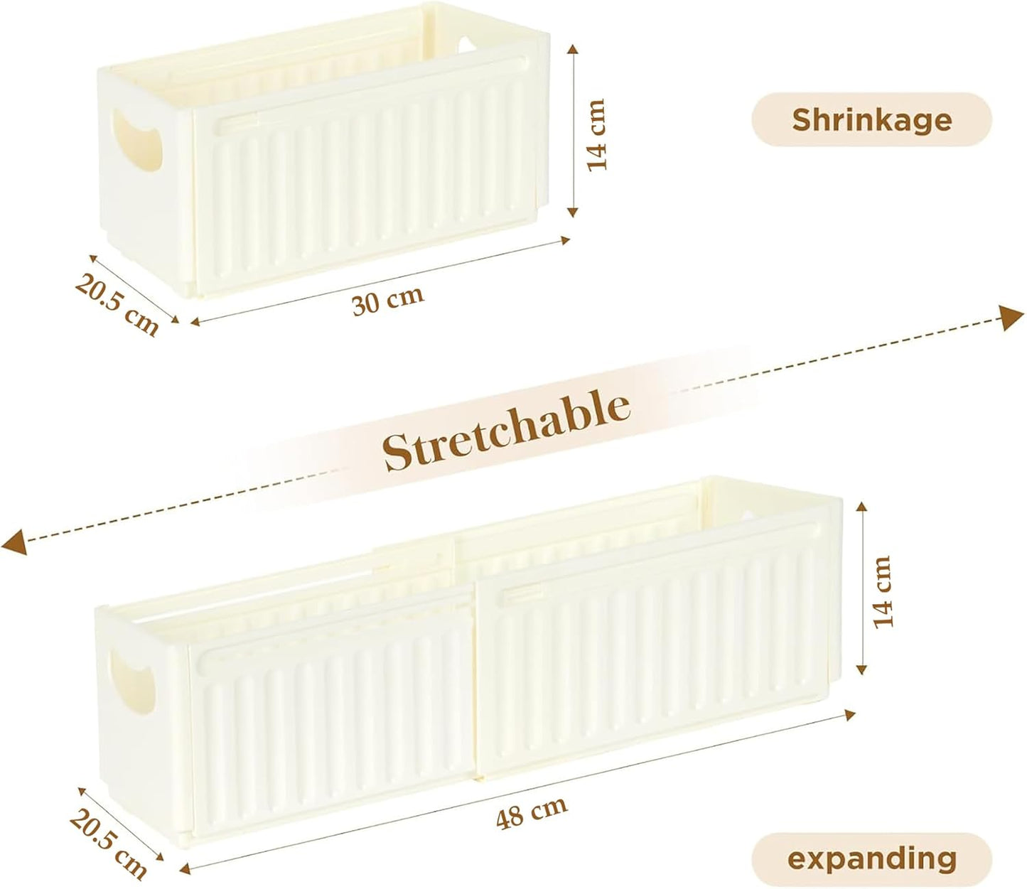 Retractable Plastic Storage Bins With Handles- Large