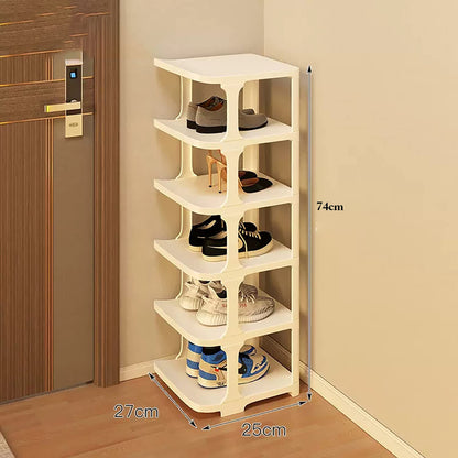 6 Layer Foldable Narrow Shoe Rack- White