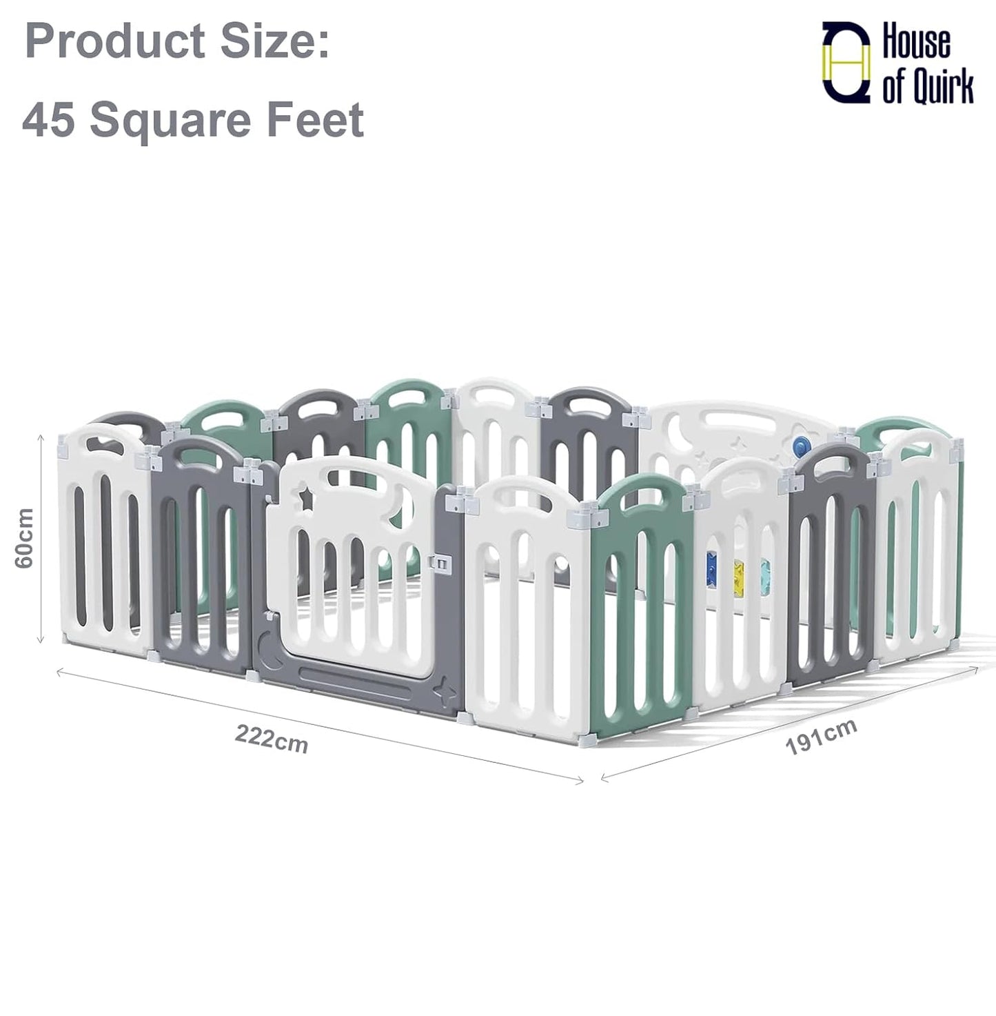 Baby Playpen  Foldable & Sturdy 45 Sqaure Feet (20 Panel, Araha)