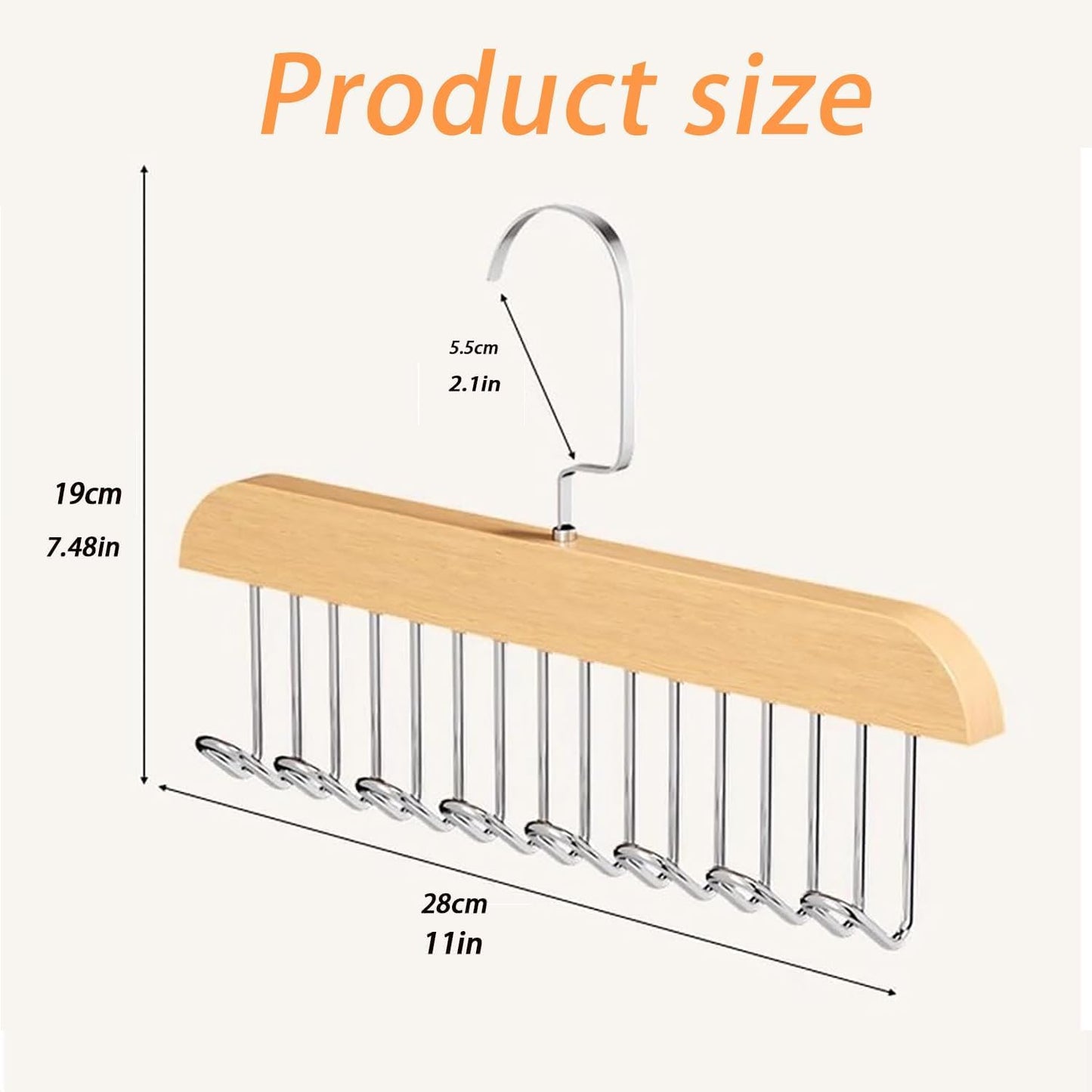 Multifunctional Non-Slip Storage Hangers with 8 Hooks (Cream)