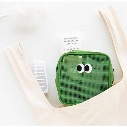 Cute Eye Mesh Cosmetic Bags- Green