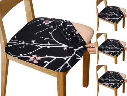 Chair Seat Covers Stretch Chair Covers (Branch Black)