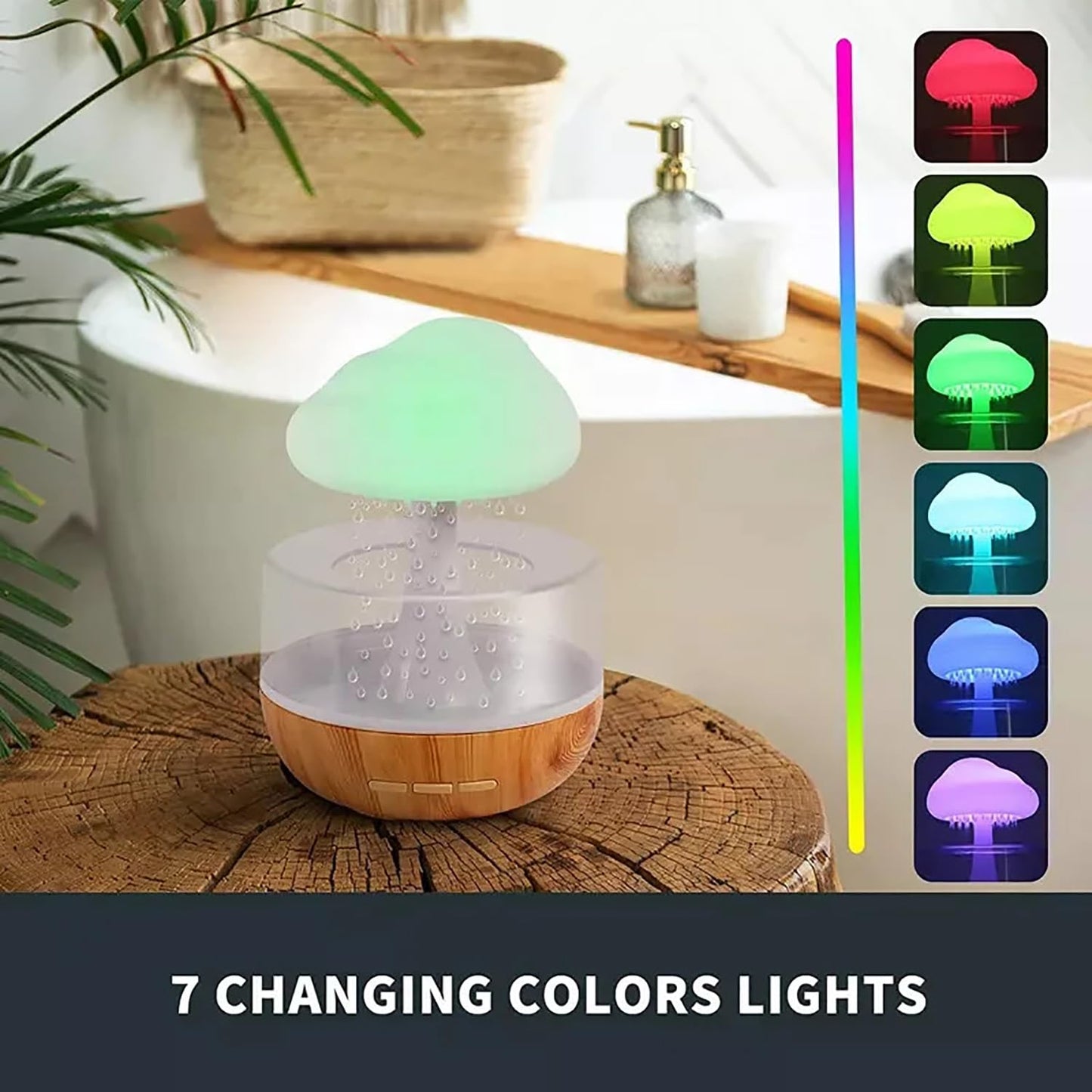 Rain Cloud Water Drops Sounds  Diffuser with Calming Colorful Night Lights