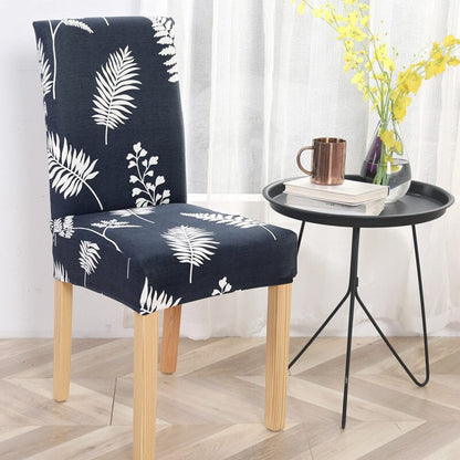 Printed Chair Cover-(Dark Blue Petals)