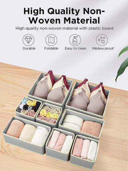 Foldable Cloth Storage Box Drawer Organizer Containers Set of 8