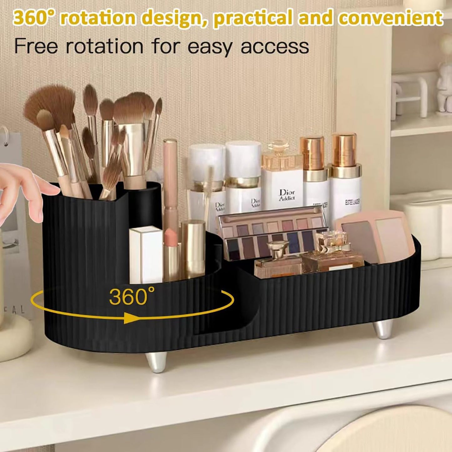 Multi Compartment Makeup Organizer-Black