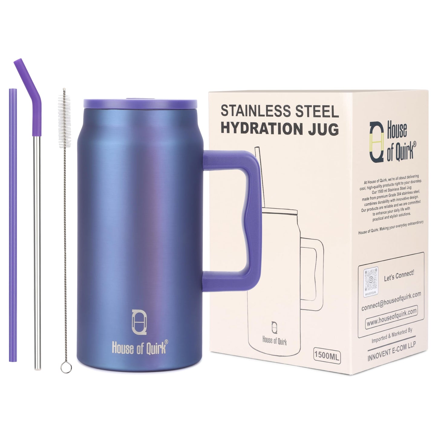 1500ML Mug Tumbler with Handle and Straw Lid