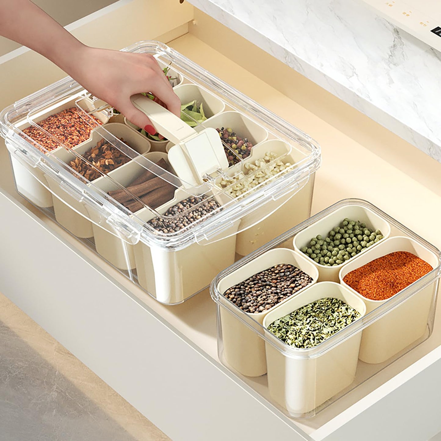 Fridge Organizer Bins with Transparent Lids (6slot)