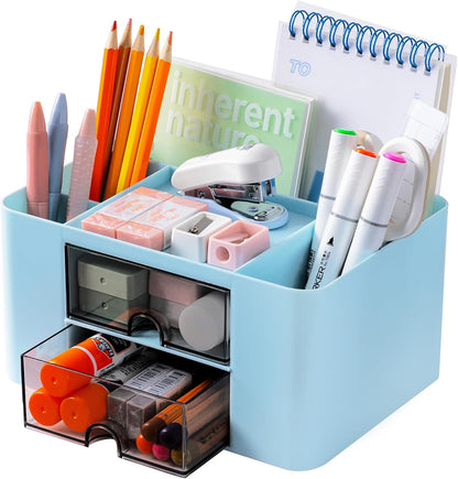 Small Desk Organizer With Drawer With 4 Compartments + 2 Drawer