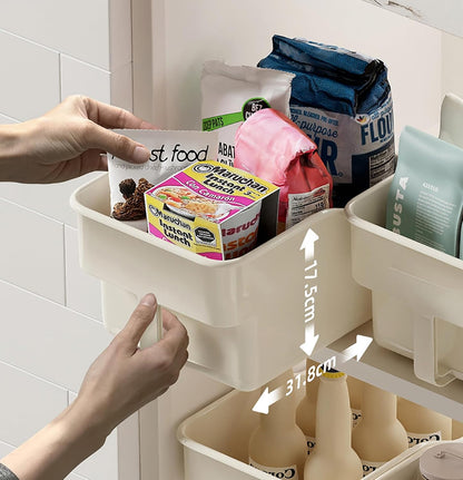 Storage Bins for Pantry Kitchen Cabinet Organizer With Wheel