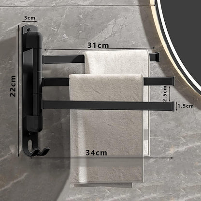 Towel Rail Self-Adhesive Aluminum Towel Holder (Black)