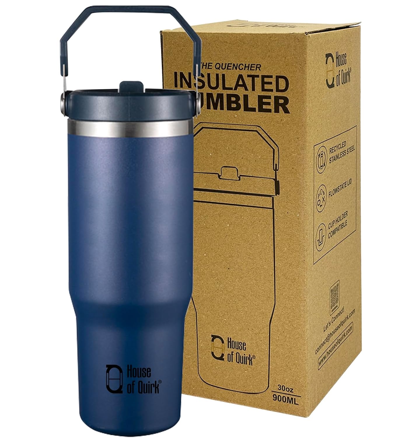 Stainless Steel Double Vacuum Insulated Tumbler with Lid and Straw 900ML