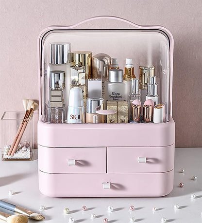 Luxury Multi-function Cosmetic Storage Box Large-Capacity (Pink)