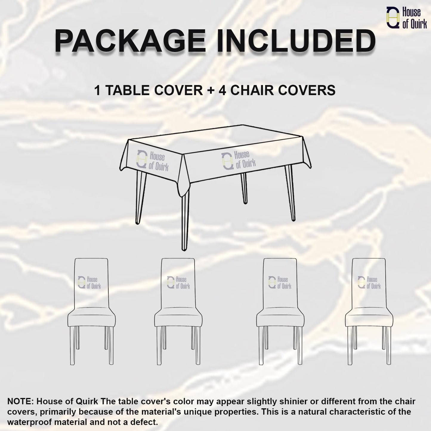 Dining Chair Cover With Table Covers Waterproof (1 Table Cover + 4 Chair Cover)