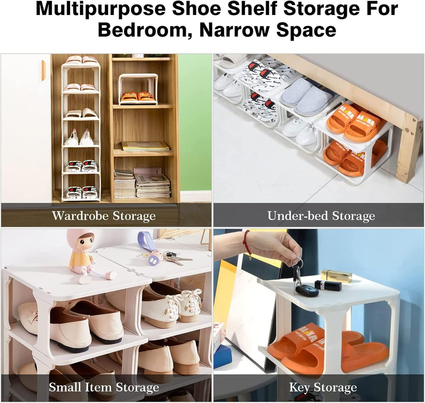 5 Layer Foldable Narrow Shoe Rack- White