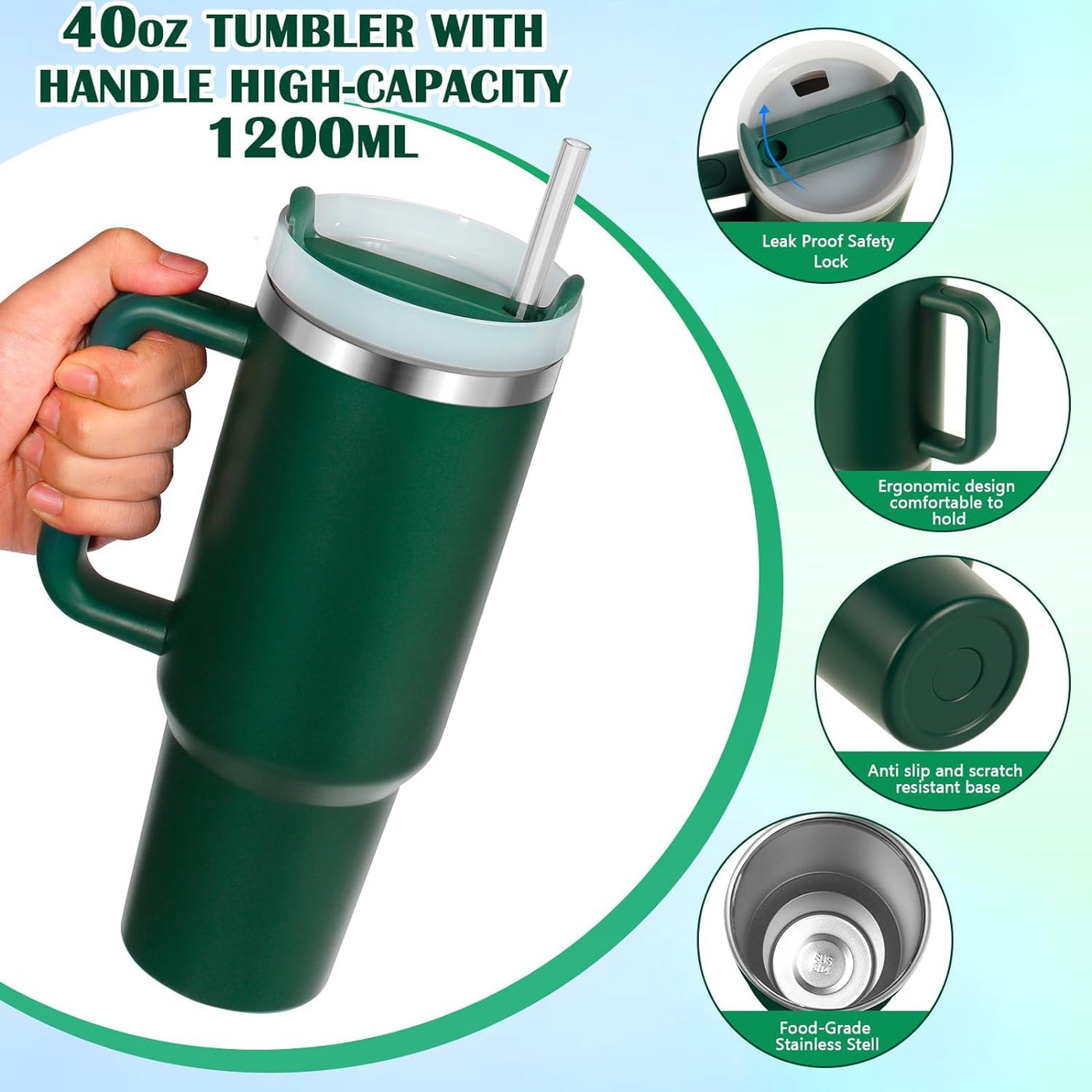 Stainless Steel Double Vacuum Quencher with Lid and Straw 1.2 Litre